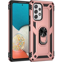 Mobigear Armor Ring Samsung Galaxy A53 Plastique rigide Coque arrière Antichoc avec bague de maintien - Rose doré