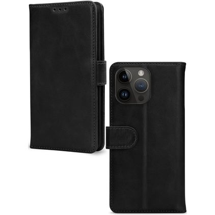 Mobilize Wallet iPhone 14 Pro Max Cuir véritable Étui Portefeuille - Noir