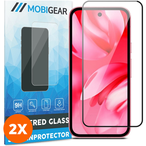 Mobigear Premium Google Pixel 9a Verre trempé Protection d'écran - Compatible Coque - Noir (Lot de 2)
