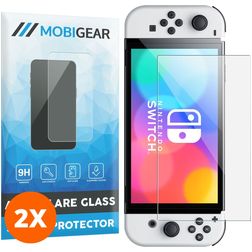 Mobigear Nintendo Switch OLED Verre trempé Protection d'écran - Compatible Coque - Noir (Lot de 2)
