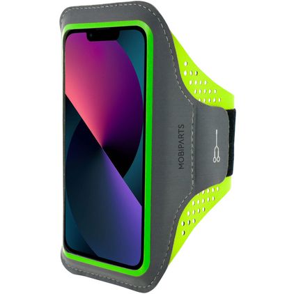 Mobiparts Comfort Fit Brassard Téléphone iPhone 13 Mini Brassard Coque de Sport en Neoprène - Neon Green