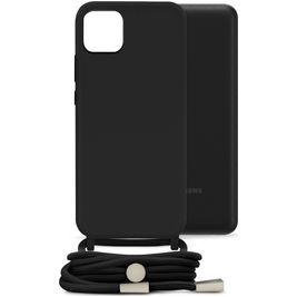 Mobilize Lanyard Gelly Samsung Galaxy A03 Coque avec cordon en TPU Souple - Noir