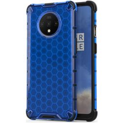 Mobigear Honeycomb Coque OnePlus 7T Coque arrière Rigide Anti-Chocs - Bleu