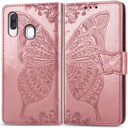 Mobigear Butterfly Housse Samsung Galaxy A40 Etui Porte-Monnaie - Rose doré