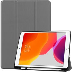 Mobigear Tri-Fold Gel Coque iPad 7 (2019) Etui en TPU,Similicuir + Porte-crayon - Gris