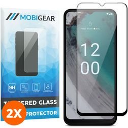 Mobigear Premium Nokia C32 Verre trempé Protection d'écran - Compatible Coque - Noir (Lot de 2)