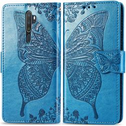 Mobigear Butterfly Housse OPPO A5 (2020) Etui Porte-Monnaie - Bleu