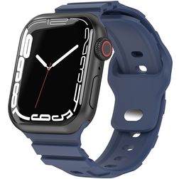 Mobigear Sport Armor Bracelet Silicone Apple Watch Fermeture à clou et passant - 49/46/45/44 mm - Bleu