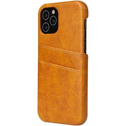 Fierre Shann Premium Card Coque iPhone 12 Pro Coque arrière avec Porte-Cartes - Cognac