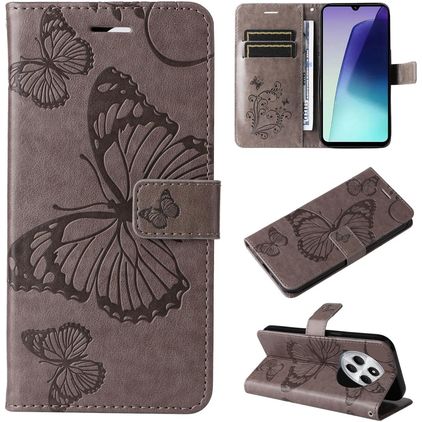 Mobigear Butterfly Housse Xiaomi Redmi 14C Etui Porte-Monnaie - Gris