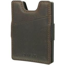 Valenta Card Case Alu + Money Strap - Porte Cartes en en Cuir véritable - 8 Cartes - Marron