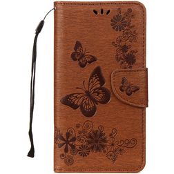 Mobigear Butterfly Housse Samsung Galaxy A8 (2018) Etui Porte-Monnaie - Marron
