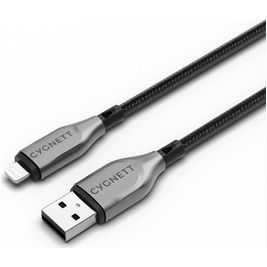 Cygnett Armoured - Câble USB-A vers Apple Lightning MFI 1 mètre - Noir