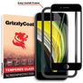 GrizzlyCoat Easy Fit iPhone 8 Verre trempé Protection d'écran - Compatible Coque + Cadre d'installation - Noir