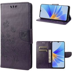 Mobigear Flowers Housse OPPO A17 Etui Porte-Monnaie - Violet