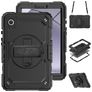 Mobigear SureGrip Xtreme Coque Samsung Galaxy Tab A9 (2023) Coque arrière en Plastique rigide,Silicone + Bandoulière + Support Amovible - Noir
