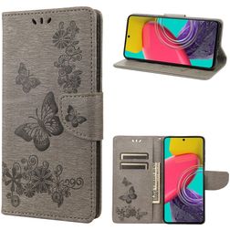 Mobigear Butterfly Housse Samsung Galaxy M53 Etui Porte-Monnaie - Gris
