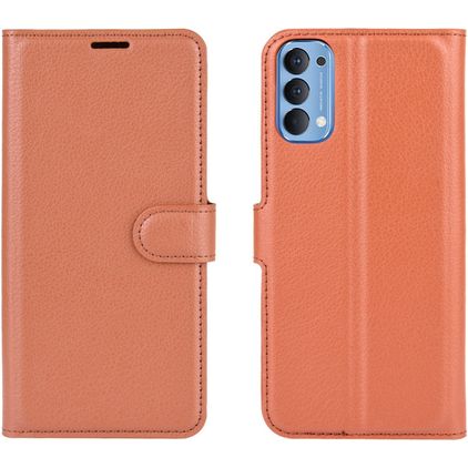 Mobigear Classic Housse OPPO Reno 4 Etui Porte-Monnaie - Marron