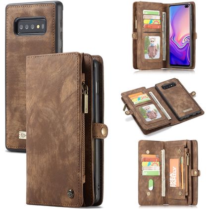 Caseme 008 Housse Samsung Galaxy S10 Plus Etui avec Coque Détachable Porte-Monnaie - Marron