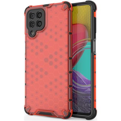 Mobigear Honeycomb Coque Samsung Galaxy M53 Coque arrière Rigide Anti-Chocs - Rouge