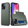 Mobigear Card iPhone 15 Plastique rigide Coque arrière Antichoc avec porte-cartes - Vert armée
