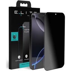 Elite iPhone 17 Verre trempé Protection d'écran Confidentialité - Compatible Coque - Noir
