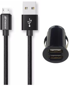 Mobigear Essentials - Simple USB Chargeur voiture Micro USB 1 mètre 12W 2.4A - Noir