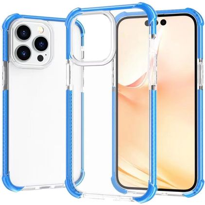 Mobigear Full Bumper Coque iPhone 14 Pro Max Coque arrière Rigide Anti-Chocs - Transparent / Bleu
