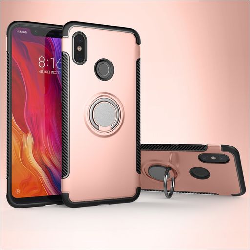 Mobigear Armor Ring Coque Xiaomi Mi 8 Coque arrière Rigide Anti-Chocs avec Anneau-Support - Rose doré