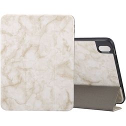 Mobigear Tri-Fold Marble Coque iPad 10 (2022) Etui + Porte-crayon - Blanc
