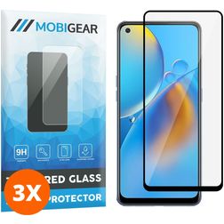 Mobigear Premium OPPO A74 4G Verre trempé Protection d'écran - Compatible Coque - Noir (Lot de 3)