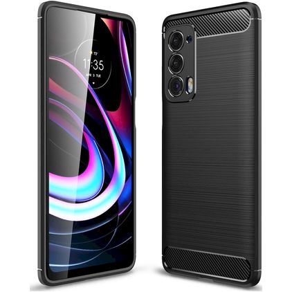 Mobigear Brushed Slim Coque Motorola Edge (2021) Coque arrière en TPU Souple - Noir