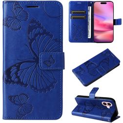 Mobigear Butterfly Housse iPhone 16 Etui Porte-Monnaie - Bleu