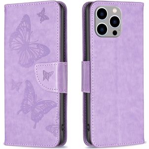 Mobigear Butterfly Housse iPhone 15 Pro Max Etui Porte-Monnaie - Violet