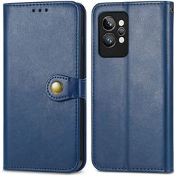 Mobigear Snap Button Housse Realme GT2 Pro Etui Porte-Monnaie - Bleu