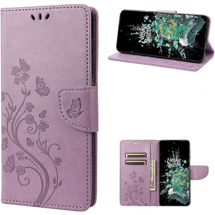 Mobigear Butterfly Housse OnePlus 10T Etui Porte-Monnaie - Violet