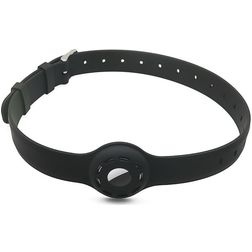 Mobigear Coque Apple AirTag Collier en Silicone Souple - 23.5 - 47.5 cm - Noir