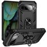 Mobigear Armor Ring Google Pixel 9 Plastique rigide Coque arrière Antichoc avec bague de maintien - Noir