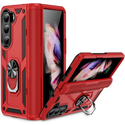 Mobigear Armor Ring Coque Samsung Galaxy Z Fold 5 Coque arrière Rigide Anti-Chocs avec Anneau-Support - Rouge