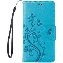 Mobigear Flowers Housse iPhone SE (2020) Etui Porte-Monnaie - Bleu