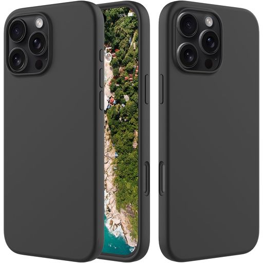 Mobigear Rubber Touch Coque iPhone 16 Pro Coque arrière en Silicone - Noir