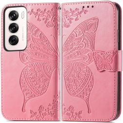 Mobigear Butterfly Housse OPPO Reno 12 Pro Etui Porte-Monnaie - Rose