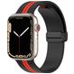 Mobigear Stripe Mag Bracelet Silicone Apple Watch Fermeture magnétique - 42/41/40/38 mm - Noir / Rouge