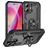 Mobigear Armor Ring Coque iPhone 16 Coque arrière Rigide Anti-Chocs avec Anneau-Support - Noir