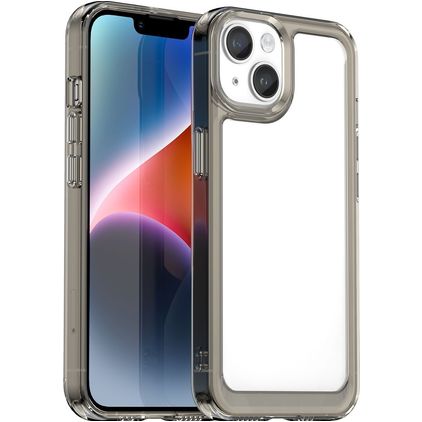 Mobigear Crystal Coque iPhone 15 Plus Coque arrière Rigide - Transparent / Gris