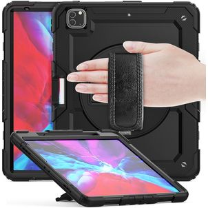 Mobigear SureGrip Xtreme Coque iPad Air 13 Pouces (2024) Coque arrière en Plastique rigide,Silicone + Porte-crayon + Bandoulière + Support Amovible - Noir