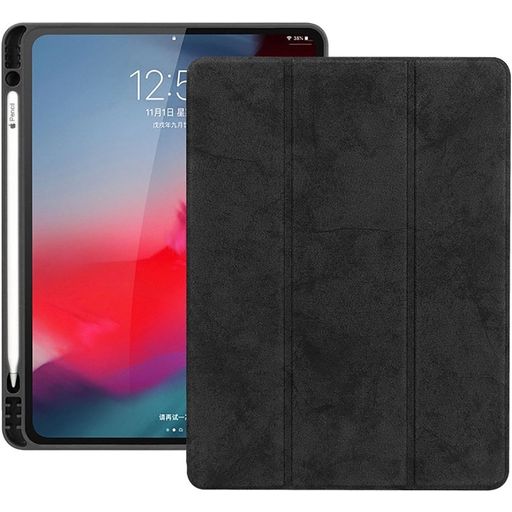 Mobigear Tri-Fold Gel Coque iPad Pro 12.9 Pouces (2018) Etui + Porte-crayon - Noir