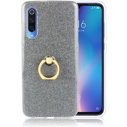 Mobigear Glitter Ring Coque Xiaomi Mi 9 Coque arrière en TPU Souple avec Anneau-Support - Noir