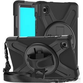 Mobigear SureGrip XGuard Coque Samsung Galaxy Tab A7 Lite Coque arrière en Plastique rigide,Silicone + Bandoulière + Support Amovible - Noir
