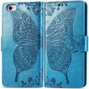 Mobigear Butterfly Housse iPhone 16e Etui Porte-Monnaie - Bleu